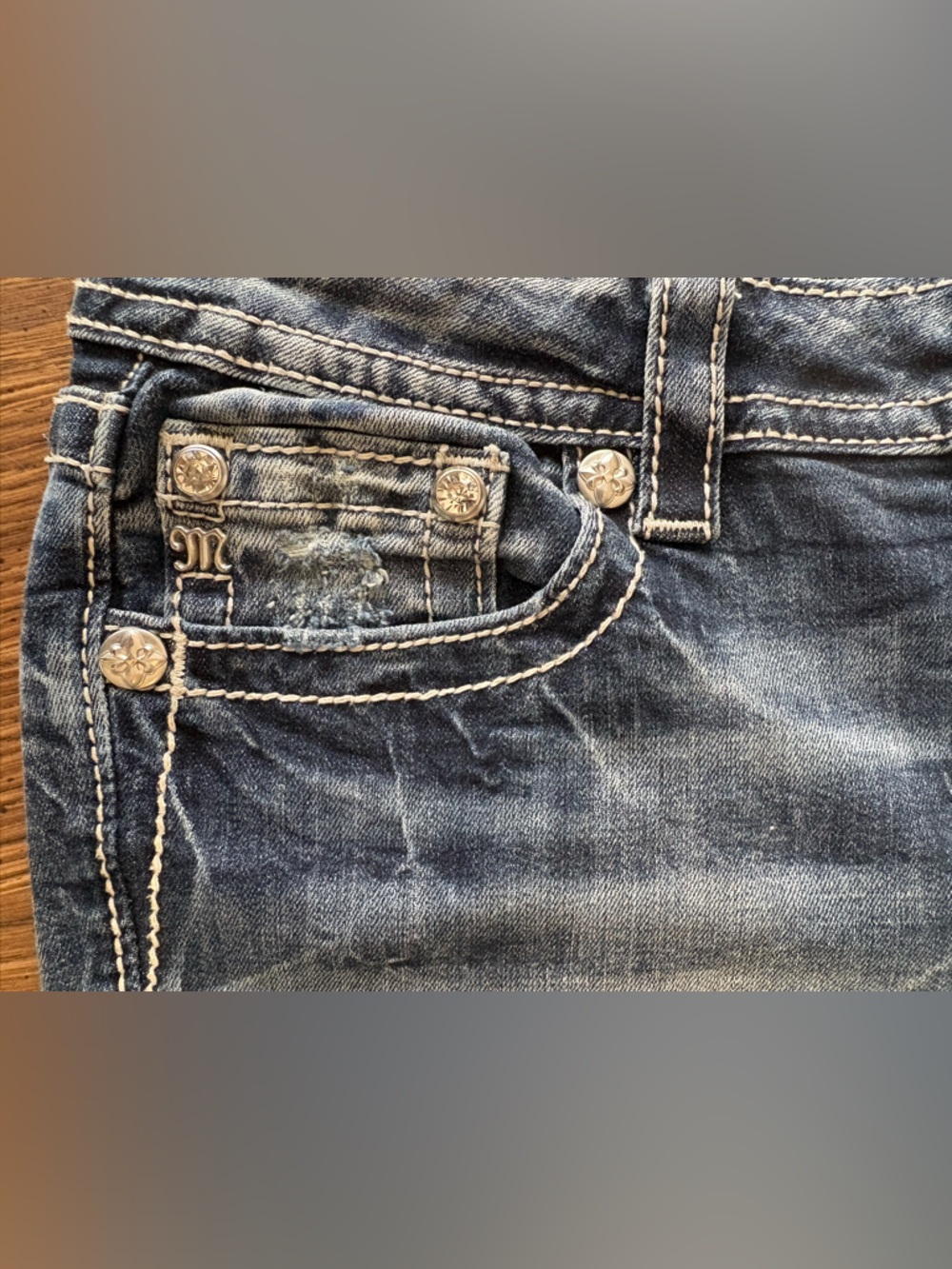 Miss Me Distressed Medium Blue Denim Jeans - Picture 6 of 13